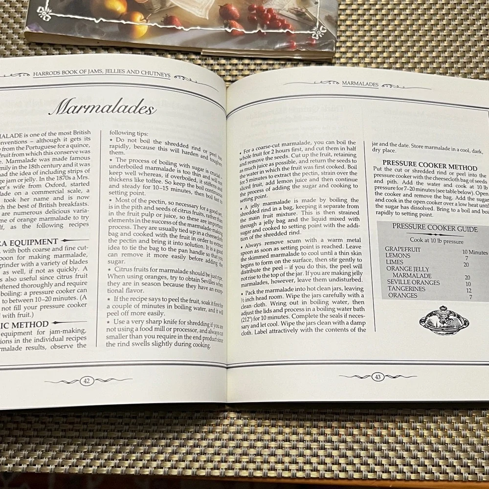 Harrods Book of Jams, Jellies & Chutneys - Green and Brown Cover